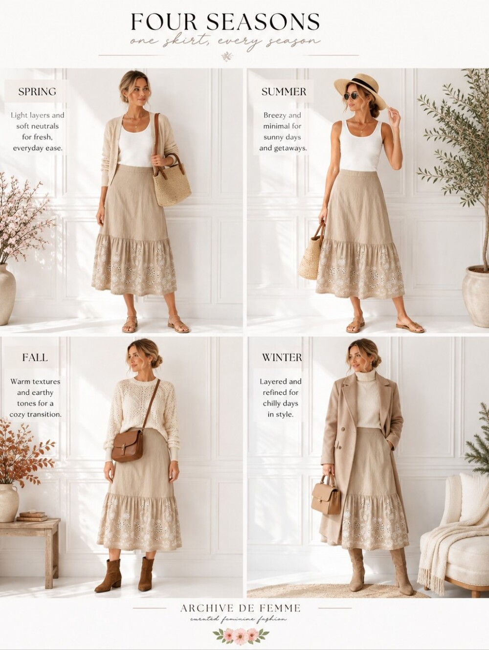 Moon River Embroidered Eyelet Cotton Maxi Skirt Tan | Size Medium - Picture 5 of 11